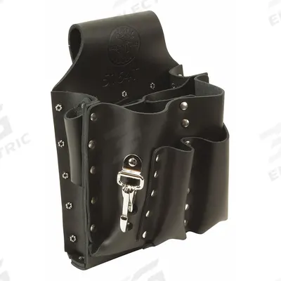 KLEIN TOOLS Tool Pouch: For 2 1/2 in Belt Wd - Max, 8 Pockets - Leather Tool Pouches