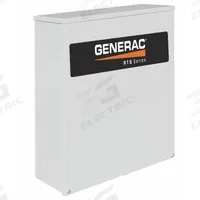 GENERAC Automatic Transfer Switch: Three Phase, 100 A Current Rating, 120/240V AC, 20,000 W Max Watt (MPN RTSN100J3). Key specifications — Enclosure Material: Steel; Lockable: No; Rated Voltage: 120/240V AC; Brand: GENERAC; Compatible with Series: RTS; Service Rated Transfer Switch: No.