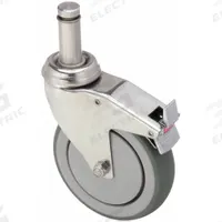 APPROVED VENDOR Stem Caster: Swivel, Total Lock, 5 in Wheel Dia., 1 1/4 in Wheel Wd, Rubber, Plastic (MPN P14SX-RP050K-SG7-TB-AM). Key specifications — attr1111099: APPROVED VENDOR; attr1111095: Gray; attr1113760: Silver; attr1176855: Swivel with Total Lock.