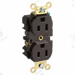 LEVITON Receptacle: Duplex, 5-15, Brown, 125V AC, 15 A, 2 Pole / 3 Wire (MPN 5262)