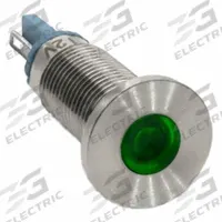 DIALIGHT Panel Indicator Light: 8 mm Panel Mounting Hole Dia, LED, Green, Protruding Head, 620 (MPN 6201204304F). Key specifications — Brand: DIALIGHT; Electrical Connection: Solder Terminal.