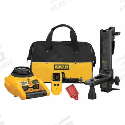 DEWALT Rotary Laser Kit: 1,500 ft Range w/Receiver, Red Beam, Horizontal/Vertical - Horizontal & Vertical-Beam Rotary Laser Level Kits