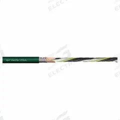 CHAINFLEX Servo Motor Cable: (4) 17 AWG (1.0)/(2) Shielded Twisted Pr 18 AWG (0.75), Green (MPN CF21-10070202). Key specifications — Conductor Grouping: (4) 17 AWG/(2) Shielded Twisted Pair 18 AWG; Includes Ground: Yes; Overall Length: Order by the Foot; Minimum Bend Radius Factor - Fixed: 4 x OD; Minimum Bend Radius Factor - Flexible: 6 x OD; Brand: CHAINFLEX.