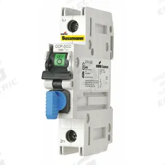 BUSSMANN Fuse Block: Finger-Safe, 1 Pole, DIN Rail Mounting, Box Lug Termination (MPN CCP2-1-DCC). Key specifications — Brand: BUSSMANN.