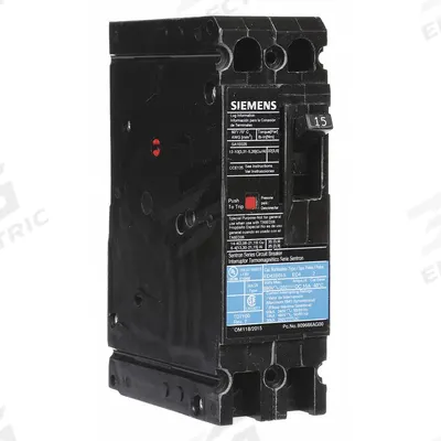 Siemens Molded Case Circuit Breaker: 15 A Amps, 18kA at 480V AC, Fixed, Load Side Lug - ED-Frame Siemens Molded Case Circuit Breakers
