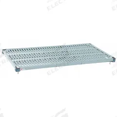 METRO Shelf: 24 in x 48 in, Ventilated Shelf, 800 lb Shelf Capacity, Polymer/Steel, Blue/Taupe (MPN MQ2448G). Key specifications — Color: Blue; Deck Material: Steel; Brand: METRO.
