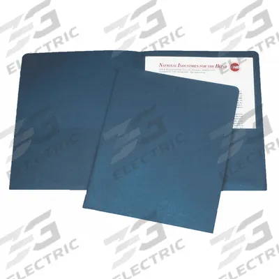 ABILITY ONE Pocket Folder: Paper, 11 in Ht, 8 1/2 in Wd, Dark Blue, 2 Pockets - Pocket Folders