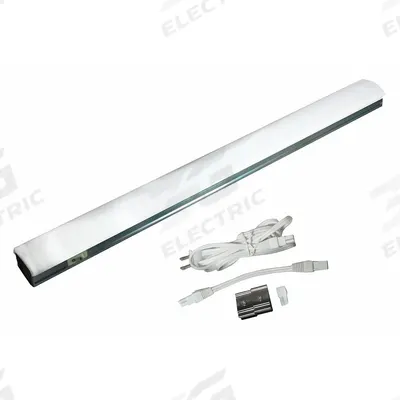 LED Strip Light: 12 in Lg, 219 lm, 4500K, 2.3 W, Plug-In, Silver, Aluminum - Linear LED Under-Cabinet Light Fixtures