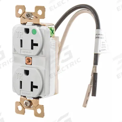 BRYANT Receptacle: Hospital Grade Fed. Spec., Duplex, 5-20R, White, 125V AC, 20 A - General Purpose Receptacles
