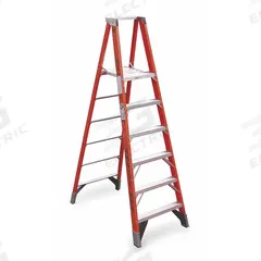 WERNER Platform Stepladder: 6 ft Ladder Size, Fiberglass, 375 lb Load Capacity, 34 lb Wt (MPN P7406). Key specifications — Brand: WERNER; Included Features: Guard Rail.