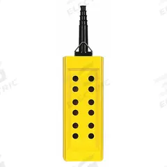 SCHNEIDER ELECTRIC Pendant Enclosure: 12 Holes, 22 mm Operator Size, Rubber Sleeve Cable Entry Type (MPN XACB12). Key specifications — Cable Entry Type: Rubber Sleeve; Enclosure Material: Plastic; Brand: SCHNEIDER; Number of Columns: 2.