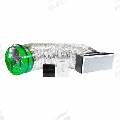 QUIETCOOL Whole House Fan: Ceiling Mount, 24 in Blade, 6,878 cfm Max., 3,439 sq ft Coverage - Ceiling-Mount Low Noise Whole House Fans