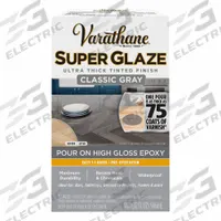 VARATHANE Finish: Finish, Interior, 32 fl oz Container Size, Classic Gray, Super Glaze (MPN 363903). Key specifications — Brand: VARATHANE; Use Location: Interior; Sub-Brand: Super Glaze; Color: Classic Gray.