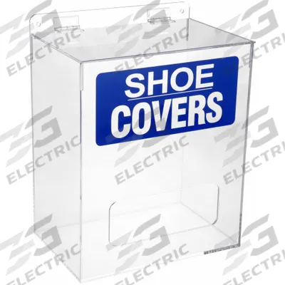 CONDOR Protection Dispenser: Table/Wall, 8 in x 8 in x 12 in, Acrylic - Hinged Top Dispensers with Text for Bulk Protective Clothing