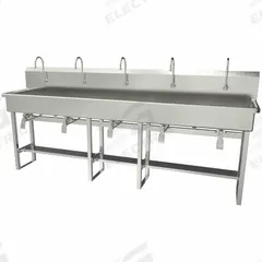 SANI-LAV Wash Station: 45 in Overall Ht, 97 in Bowl Lg, 8 in Bowl Dp, 2 gpm Flow Rate, 16 ga (MPN 510FK1). Key specifications — Includes Side Splash: Side Splash Not Included; Brand: SANI-LAV.