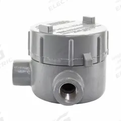 Conduit Outlet Body: Aluminum, GE, 1 in Trade Size, L Body, 19 cu in Body Capacity (MPN GECLT-3). Key specifications — Series: For Standard Body; Compatible Conduit Trade Size: 1 in; Thread Gender: Female; Hub Style: Threaded; Cover Included: Yes; Body Style: L; Connection Type: Threaded; Back Type: Flat.