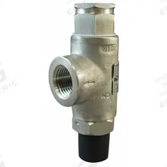 KUNKLE VALVE Safety Relief Valve: FNPT x MNPT, 3/8 in x 1/2 in, Stainless Steel, -60°F to 406°F (MPN 0140-B01-ME0025). Key specifications — Brand: KUNKLE VALVE.