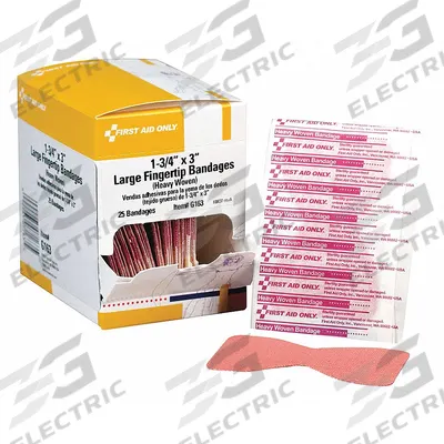 FIRST AID ONLY Adhesive Bandage: Fingertip Bandages, 1 3/4 in Wd, 1 3/4 in Lg