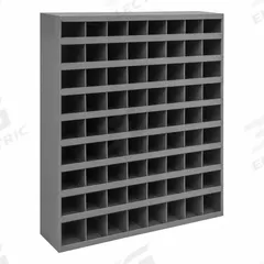 DURHAM MFG Pigeonhole Bin Unit: 34 in x 8 1/2 in x 42 in, 72 Compartments, Gray, Steel (MPN 350-95). Key specifications — attr7229: Steel; attr38869: DURHAM MFG; attr38873: Gray.