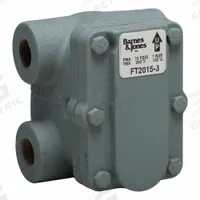 Steam Trap: Cast Iron, 1 in FNPT, 1,129 lb/hr, 15 psig Max., 345°F Max., H Pattern (MPN FT2015-4). Key specifications — Brand: BARNES & JONES; Installation Orientation: Horizontal; Float Material: Stainless Steel; Manufacturer Series: A.