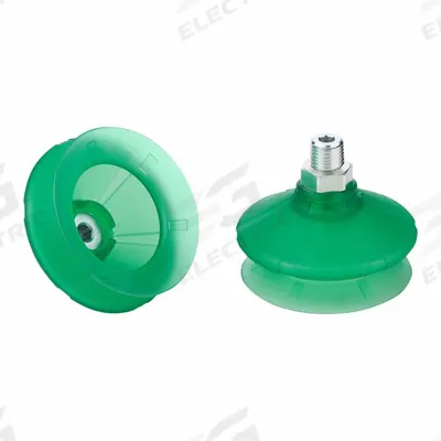 SCHMALZ Vacuum Pad Assembly: 1.5 Folds, 1/4 in NPT, 69.6 mm Pad Dia, Elastodur ED - Bellows Type Packaging Industry Vacuum Pad Assemblies