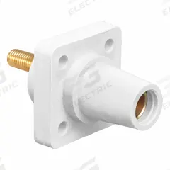Single Pole Receptacle: White, Straight Taper Nose Mating, Threaded Stud Termination, 400 A (MPN 16R24-1UW). Key specifications — Series: 16; Receptacle Gender: Female; Brand: LEVITON.
