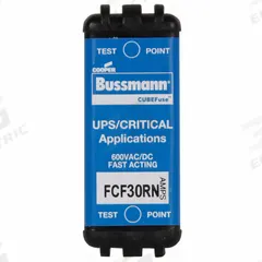 BUSSMANN Fuse: Class CF, FCF Series, Fast-Acting, 30 A, 600 V AC, 600 V DC, Non-Indicating (MPN FCF30RN). Key specifications — Brand: BUSSMANN; Series: FCF.