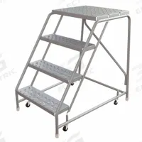 BALLYMORE Rolling Ladder: 3.3 ft Platform Ht, Assembled, Aluminum, Wt-Actuated, Perforated (MPN WLAR004246-D4). Key specifications — Includes Handrails: Handrails Not Included; Material: Aluminum; Brand: BALLYMORE; Color: Gray.