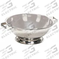 CRESTWARE Colander: 8 qt Capacity, 5 1/2 in Overall Ht, Stainless Steel, Handle Included (MPN COL08). Key specifications — Material: Stainless Steel; Brand: CRESTWARE; NSF Certified: No.