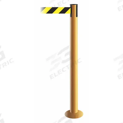 TENSABARRIER Barrier Post with Belt: Black/Yellow, Chevron, No Legend, 13 ft Belt Lg - Pattern Retractable Belt Post Barriers