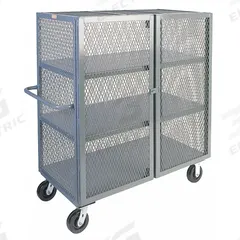 JAMCO Security Cart: 3,000 lb, 48 in L x 36 in W Self, 54 in L x 40 in W x 57 in H Overall Dim, Gray (MPN VC448P600GP). Key specifications — Shelf Type: Fixed; Caster Brake Type: No Brake Included; Brand: JAMCO; Caster/Wheel Configuration: (2) Rigid; Shelves Included: 3.