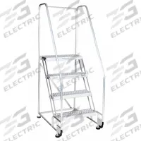 COTTERMAN Rolling Ladder: 4.2 ft Platform Ht, Assembled, Aluminum, 350 lb Load Capacity - Max (MPN 5TA18A3E10B8C50P6). Key specifications — Color: Gray; Brand: COTTERMAN; Handrail Configuration: Double Handrails; Rear Chain: None.