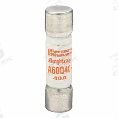 Semiconductor Fuse: A60Q Series, Fast-Acting, 40 A, 600 V AC, 600 V DC DC Volt Rating (MPN A60Q40-2). Key specifications — Series: A60Q; Brand: MERSEN; Voltage Type: AC/DC.