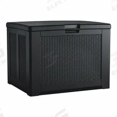 Deck Box: 36 1/2 in W x 33 1/4 in H, 9.9 cu ft, Charcoal, 35 1/2 in L x 32 1/4 in H (MPN 2193948). Key specifications — Brand: RUBBERMAID; Material: Resin; Color: Charcoal.