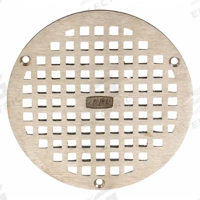 ZURN Strainer: Round, 6 in Overall Dia, 3/8 in Overall Ht, Nickel, Nickel, Bronze - Light-Duty Floor Drain Grates (Class A)