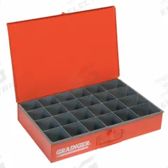 Compartment Drawer: 18 3/8 in x 12 1/2 in x 3 1/8 in, 24 Compartments, 0 Dividers, Red (MPN 102-17-S1158). Key specifications — Color: Red; Number of Compartments: 24; Removable Dividers: No; Compatible Manufacturer Model Number: 303-95-D943; Brand: DURHAM MFG.