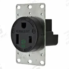 HUBBELL Receptacle: Single, 6-50, Black, 250V AC, 50 A, 2 Pole / 3 Wire (MPN HBL9367)