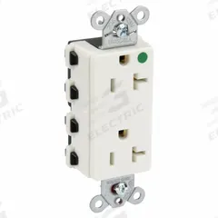 HUBBELL Receptacle: Hospital Grade Fed. Spec., Decorator Duplex, 5-20R, White, 125V AC, 20 A (MPN SNAP2182WA)