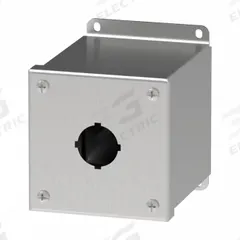 HOFFMAN Push Button Enclosure: 30mm, 1 Holes, 304 Stainless Steel, NEMA 4X (MPN E1PBXSS). Key specifications — attr211299: HOFFMAN; attr1043605: Washdown-Corrosion-Resistant.