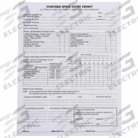 BRADY Confined Space Entry Permits: 8 1/2 in x 11 in, Black/White, Paper, For Mfr. No. PC1 (MPN EP1). Key specifications — attr565248: BRADY; attr660965: White; attr660968: Mfr. No. PC1; attr660971: Paper.