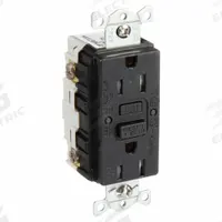 HUBBELL GFCI Receptacle: Duplex, 5-15, Black, GFCI, 125V AC, 15 A, 2 Pole / 3 Wire (MPN GFRTW15BLK)