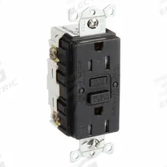HUBBELL GFCI Receptacle: Duplex, 5-15, Black, GFCI, 125V AC, 15 A, 2 Pole / 3 Wire (MPN GFRTW15BLK)