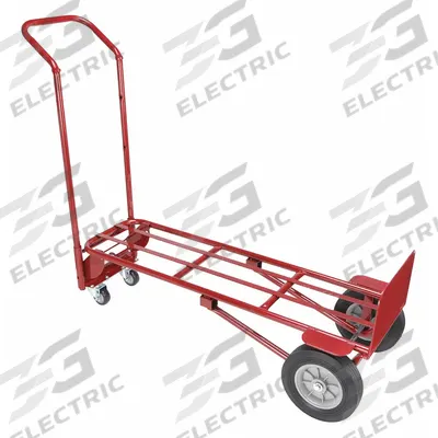 Dayton Convertible Hand Truck: 700 lb as Hand Truck, Dual-Handle, Red - 2-Position Steel Convertible Hand Trucks