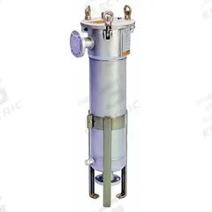 PARKER Water Filter Housing: 2 in, Flanged, 33 in Overall Ht, 14 1/2 in Overall Dia, Silver, 30 gpm (MPN 4LFE6-1-2F). Key specifications — Housing Material: 304L Stainless Steel; Housing Color: Silver; Brand: PARKER.