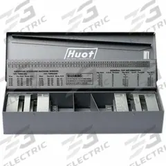 HUOT Drill Bit Index: 115 Compartments, For 1/16 in to 1/2 in by 64ths/#1 to #60/A to Z Drill Bits (MPN 11550). Key specifications — attr1032747: HUOT.