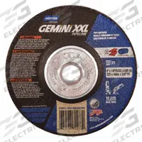 NORTON Cut-Off & Grinding Wheel: Type 27, 5" x 1/8" x 5/8"-11, Aluminum Oxide, 24 Grit, Gemini XXL (MPN 66253370273). Key specifications — Series: Gemini XXL; Brand: NORTON.
