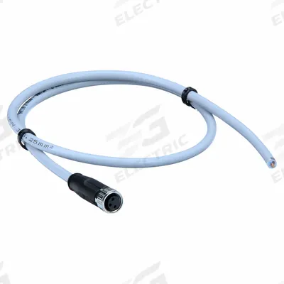 HARTING Cordset: M8 Female Straight X Bare Wire, 4 Pins, Gray, PVC, 0.5 m Cable Lg - Single-Ended Cordsets with PVC Jacket for Flexing Applications