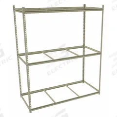 TENNSCO Boltless Shelving: Starter, Medium-Duty, 69 in x 30 in, 84 in Overall Ht, 4 Shelves, Open (MPN ZKMS-693084). Key specifications — Finish: Powder Coated; Maximum Post Load Capacity: 8,000 lb with Beams Evenly Spaced at 24 in; Decking Material: None; Color: Sand; Beam Profile: Z-Beam; Brand: TENNSCO; Side Panel: Open.
