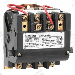 SIEMENS NEMA Magnetic Contactor: Non-Reversing, 3 Poles, NEMA Size 0, 9 A, 240V AC (MPN 40BP32AG). Key specifications — Brand: SIEMENS.