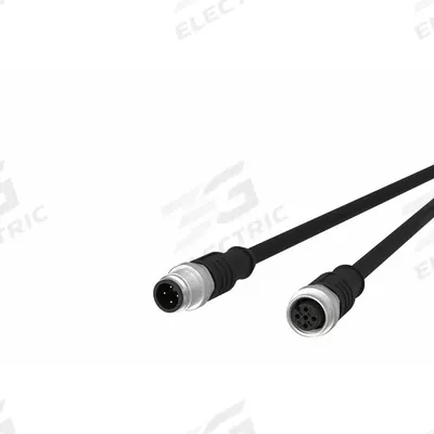 METZ CONNECT Sensor Cable: M12 Male Straight X M12 Female Straight, 4 Pins, Black, PUR - Double-Ended Cordsets with PUR Jacket for Twisting Applications